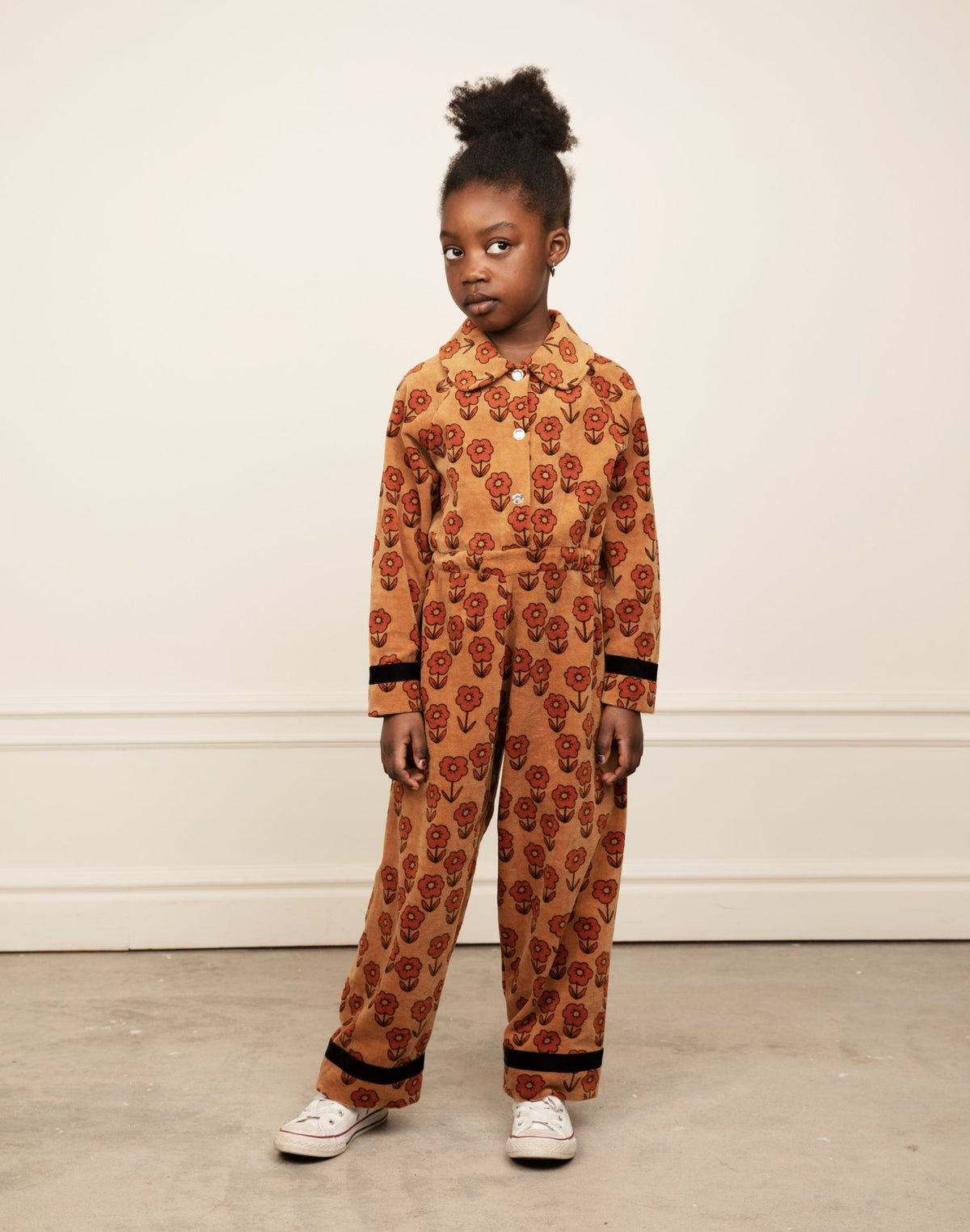 Spaceflower Velour Playsuit Brown