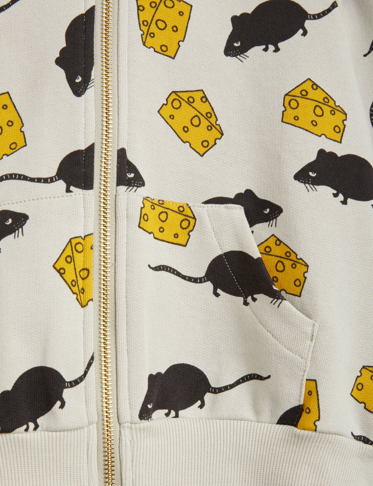 Mouse Aop Zip Hoodie  light grey