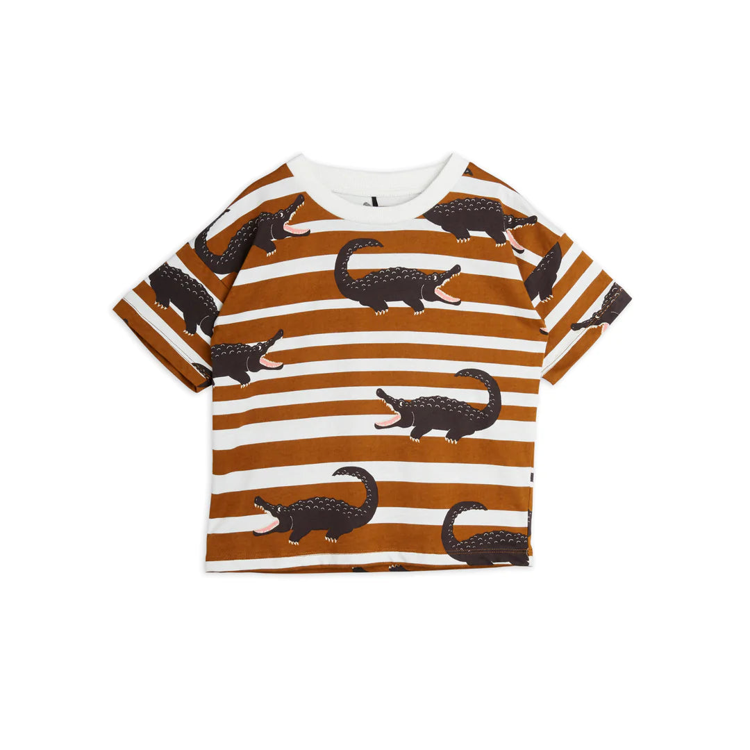 Crocodile AOP ss Tee Brown