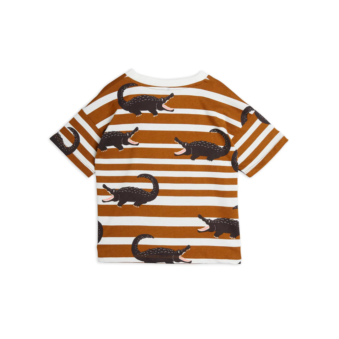 Crocodile AOP ss Tee Brown