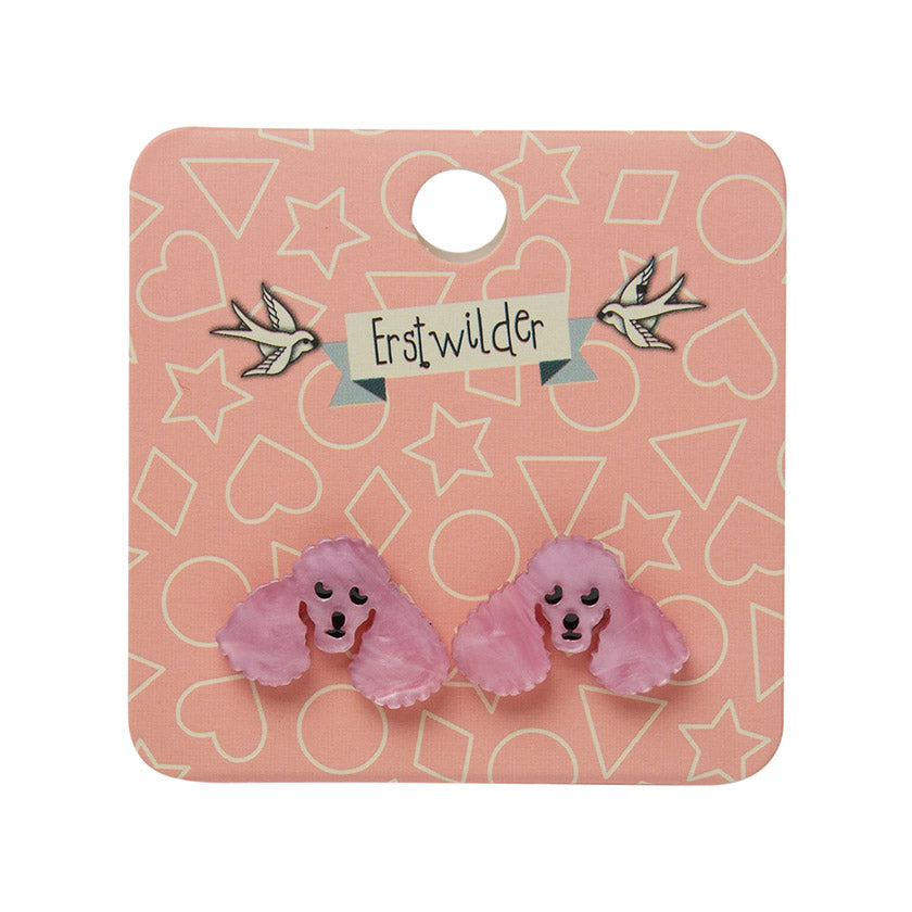 Poodle Ripple Stud Earrings Pink