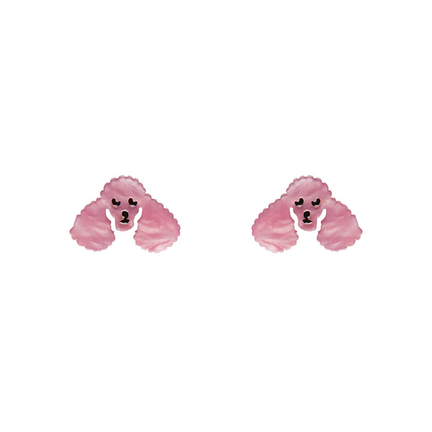 Poodle Ripple Stud Earrings Pink