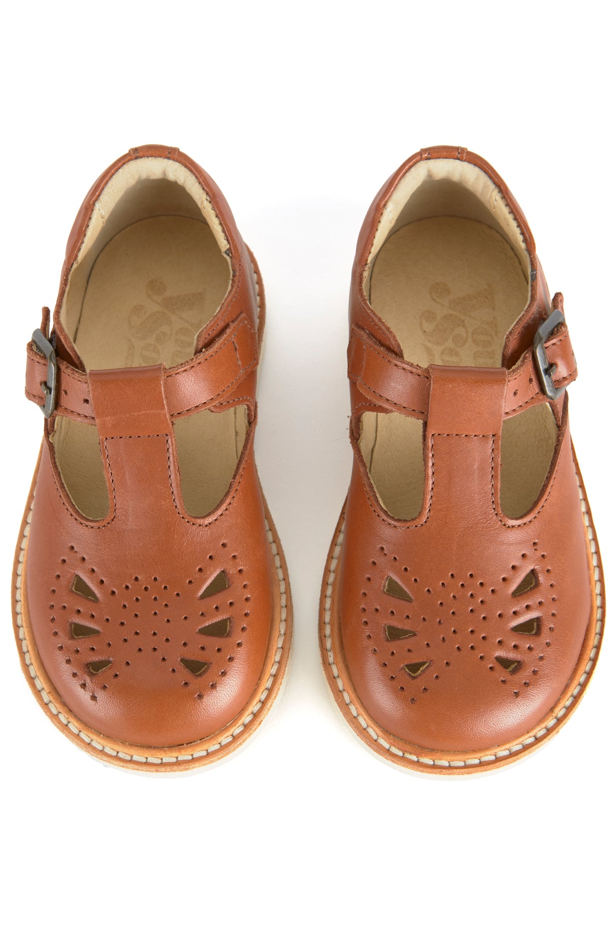 Rosie Leather T-Bar Chestnut Brown
