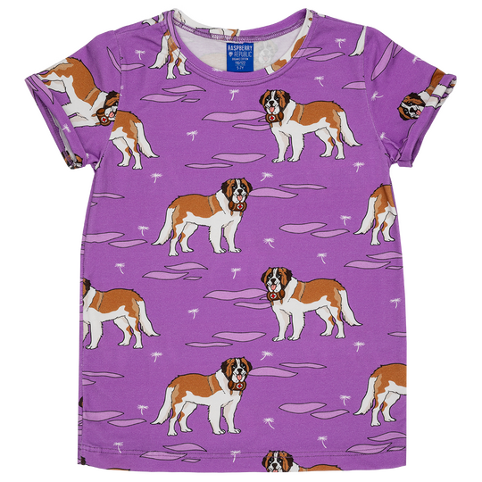 Saint Bernard Short Sleeve T-Shirt Purple