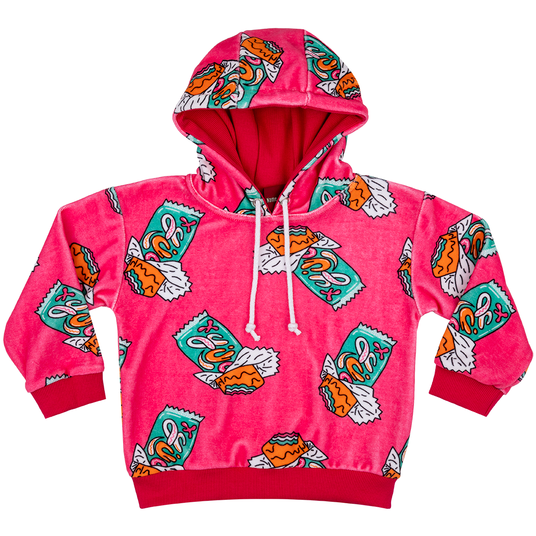 Candy Bar Hot Pink Velour Hoodie