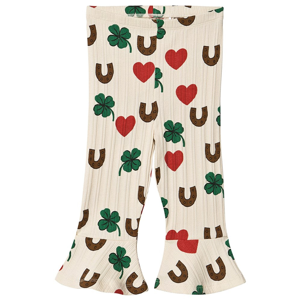 Clover AOP Flared Pants Beige