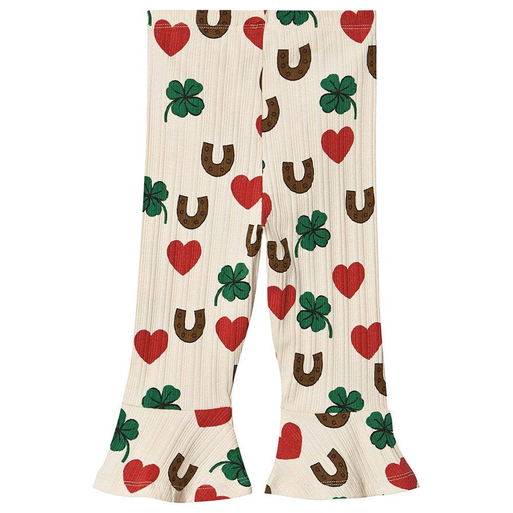 Clover AOP Flared Pants Beige