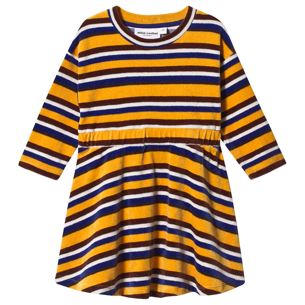 Velour Stripe Dress yellow