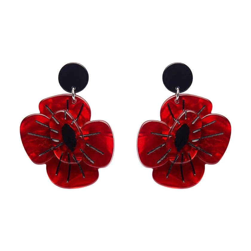Remembrance Poppy Drop Earrings