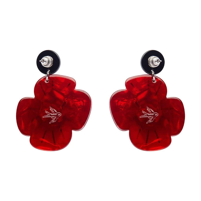 Remembrance Poppy Drop Earrings