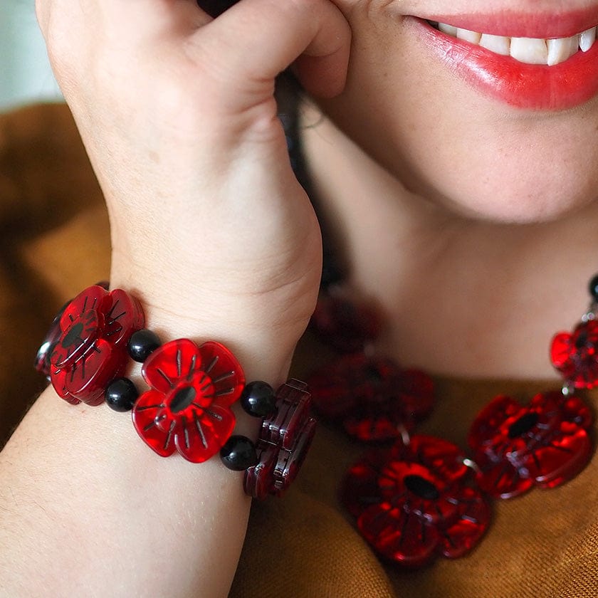 Remembrance Poppy Stretch Bracelet