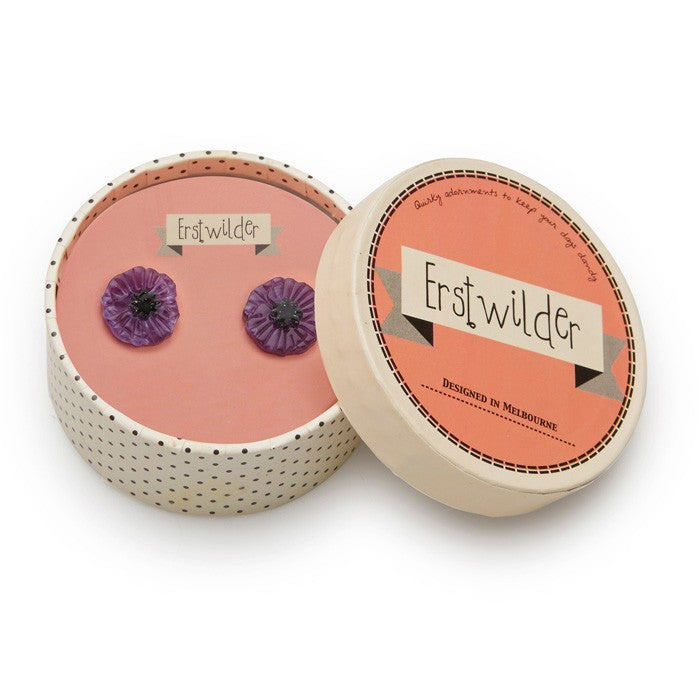 Purple Poppy Field Stud Earrings