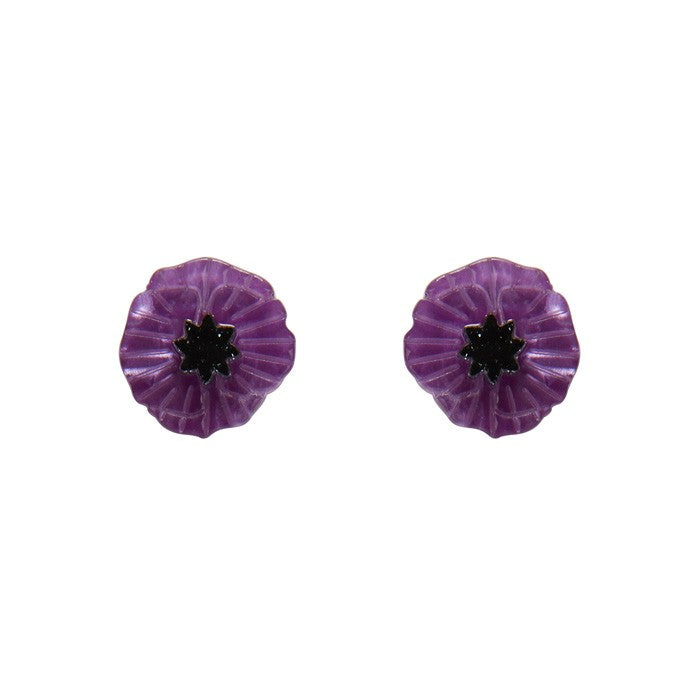Purple Poppy Field Stud Earrings