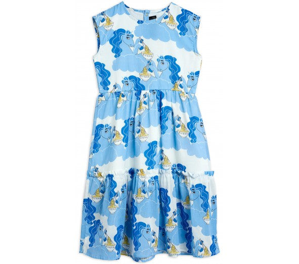 Unicorn noodles Woven Long Dress blue