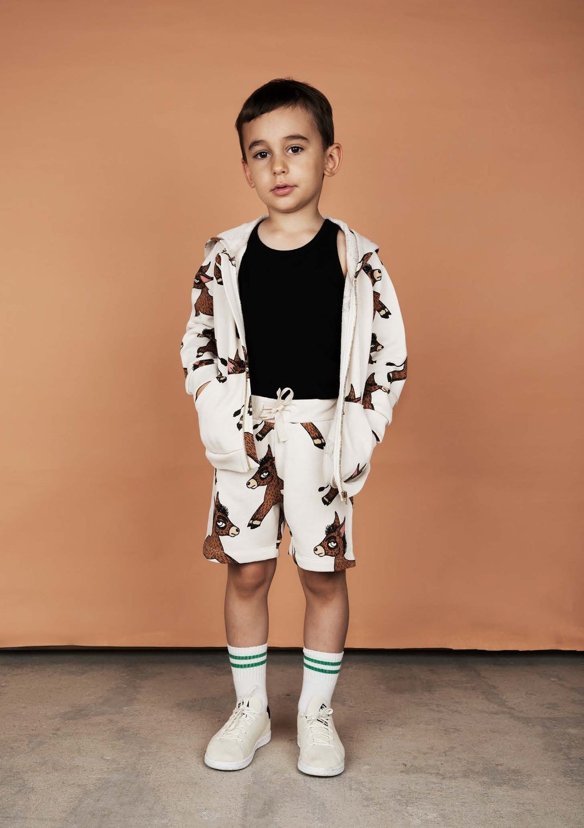 Donkey Aop Zip Hoodie Beige