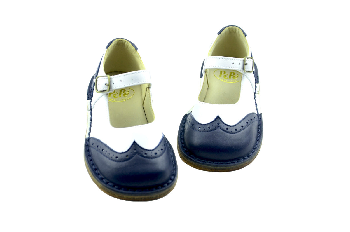 Vitello Bianco Mary Janes (Blu)