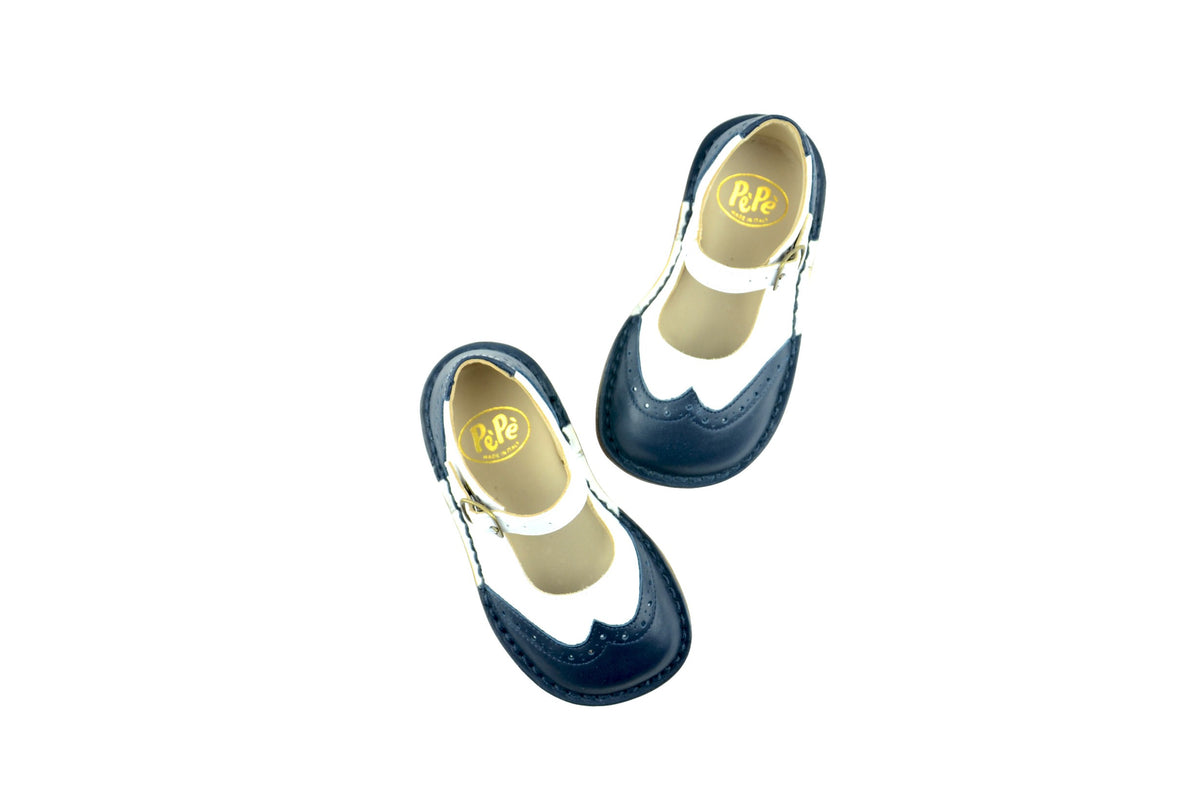Vitello Bianco Mary Janes (Blu)