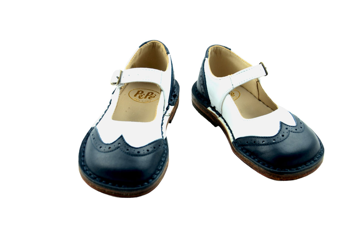 Vitello Bianco Mary Janes (Blu)