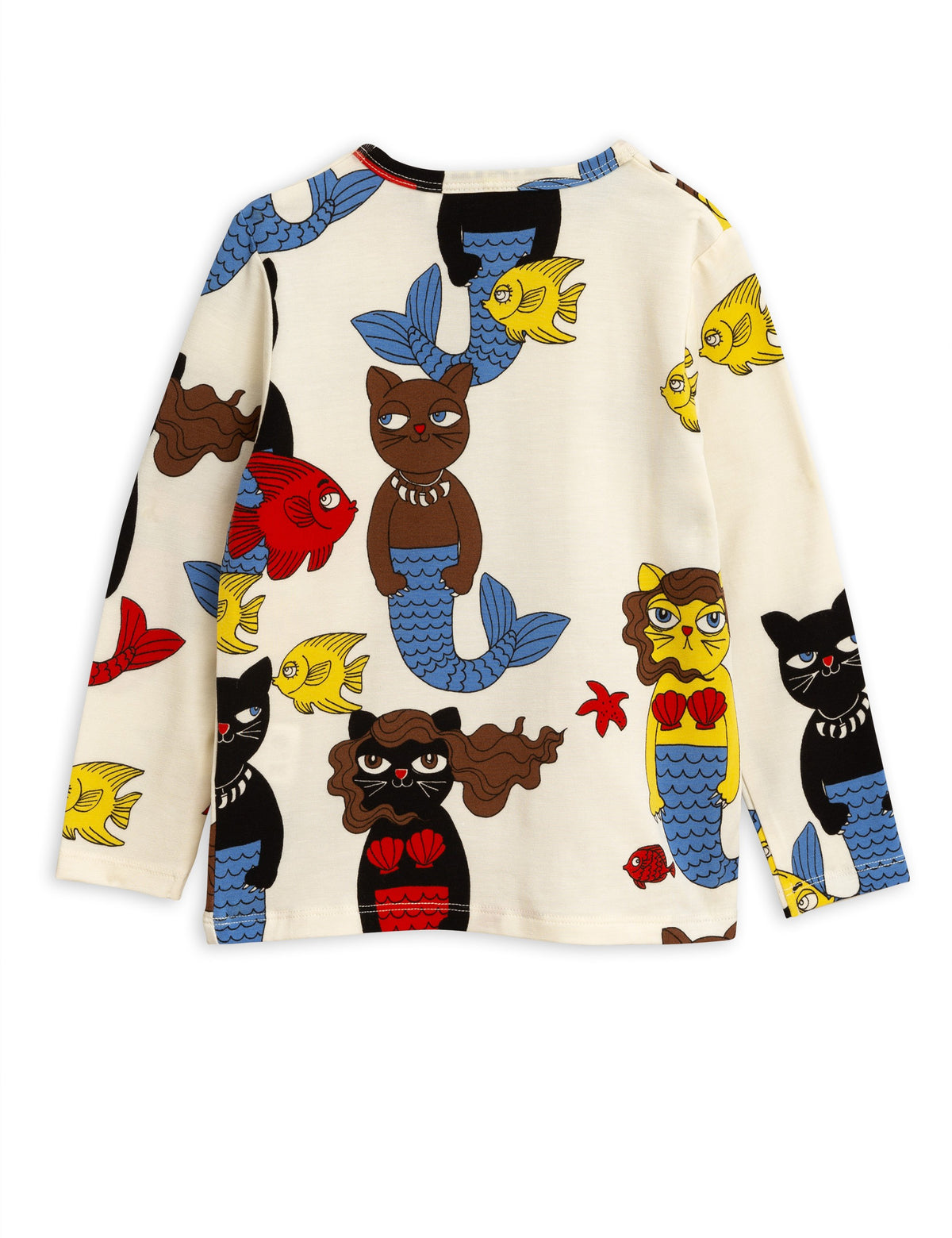 Cat Mermaid aop Ls Tee Offwhite