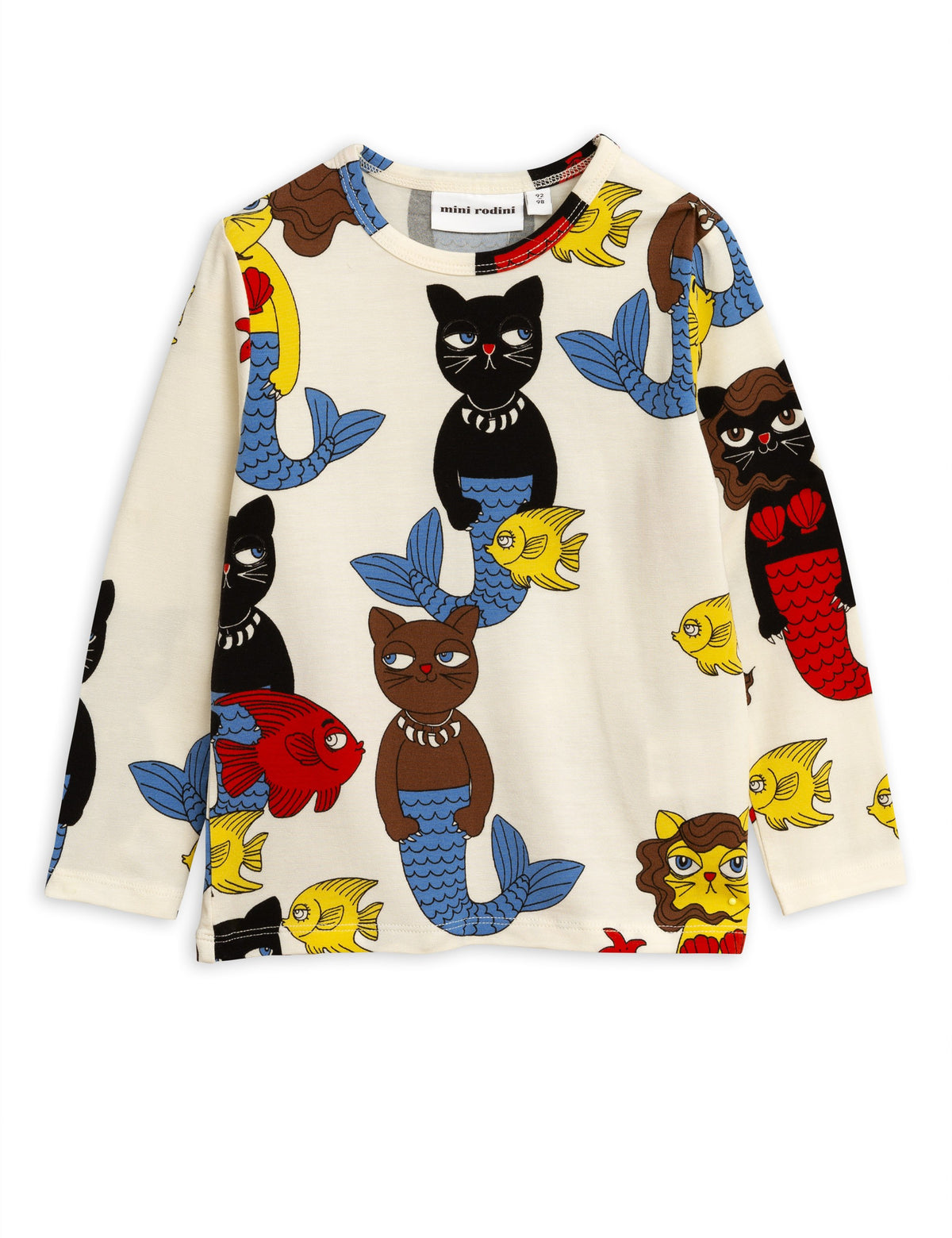 Cat Mermaid aop Ls Tee Offwhite